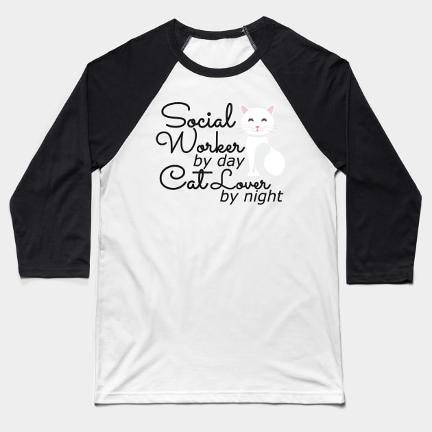 Social Worker by day cat lover by night Baseball T-Shirt by KC Happy Shop